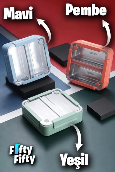 Vagonlife Lunch Box 1100 ML (Sızdırmaz,Karışmaz 2 Bölmeli) Yeni Nesil Sefer Tası -FFLBOX9807 - 6