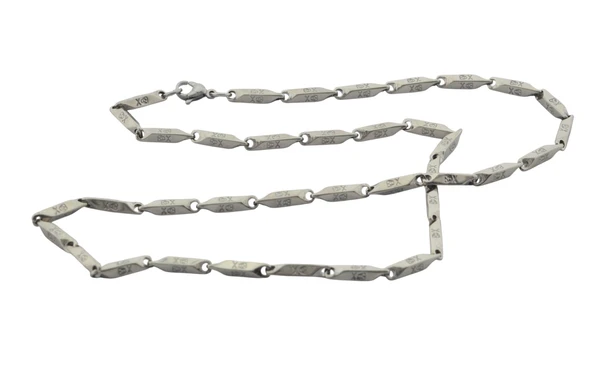 Unisex Çelik Kolye 55cm Desenli Küp Üçgen Zincir Model2