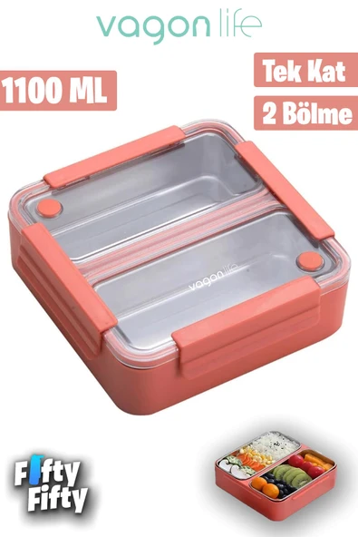 Vagonlife Lunch Box 1100 ML (Sızdırmaz,Karışmaz 2 Bölmeli) Yeni Nesil Sefer Tası -FFLBOX9807 - 12