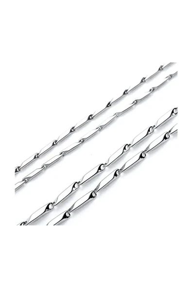 Unisex Çelik Kolye 55cm Küp Üçgen Zincir Model1 - 3