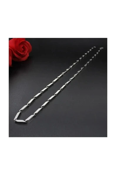 Unisex Çelik Kolye 55cm Küp Üçgen Zincir Model1 - 5