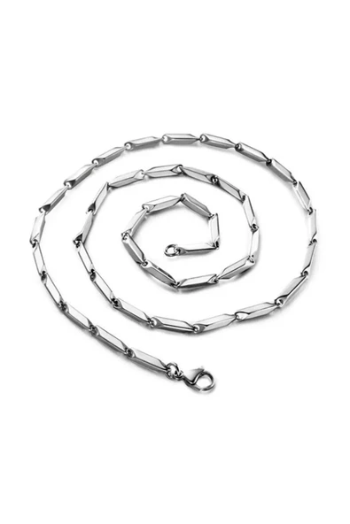 Unisex Çelik Kolye 55cm Küp Üçgen Zincir Model1 - 2