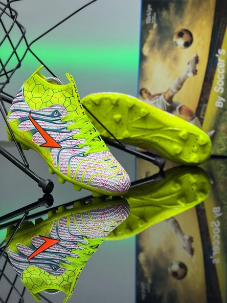 Unisex Krampon Çoraplı Çivili Desenli Bağcıklı Air Halı Saha Ve Çim Zemin Futbol Spor Ayakkabı 2060 - 2