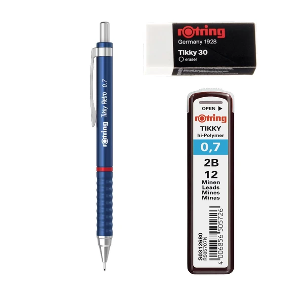 Rotring Retro Versatil Uçlu Kalem Uç-Silgi 3 lü Okul Seti 0.7 - 7