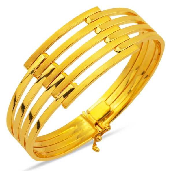 Beş Sıra 22 Ayar Kaburga Kelepçe Bilezik BLK6630 ürün görseli