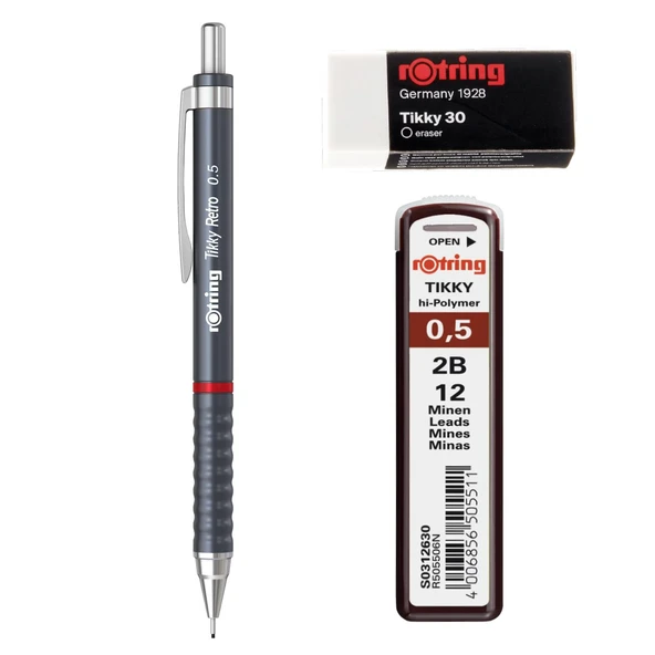 Rotring Retro Versatil Uçlu Kalem Uç-Silgi 3 lü Okul Seti 0.5 - 4