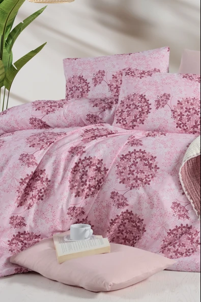 Lastikli Çarşaflı Çift Kişilik Nevresim Takımı Elegant Pink - 2