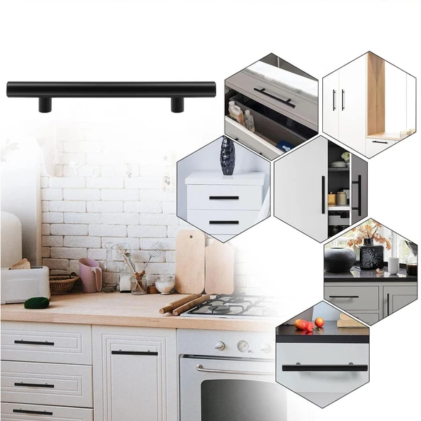 RoseMary Mobilya Mutfak Çekmece Dolap Kapak Kulpu Kulbu 160 mm Mat Siyah Metal Kulp (10 ADET) - Resim 5