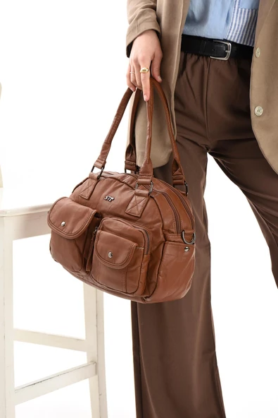 571 collections Suni Deri Omuz Çantası Taba (Model: 571-13-10N) - Resim 2