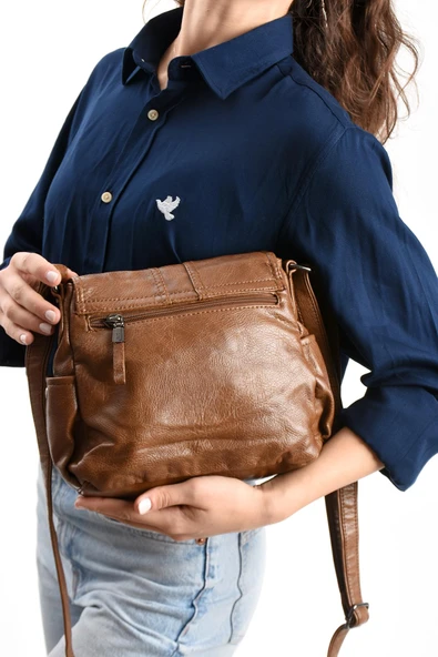 571 collections Suni Deri Omuz Çantası Taba (Model: 571-13-13N) - Resim 3