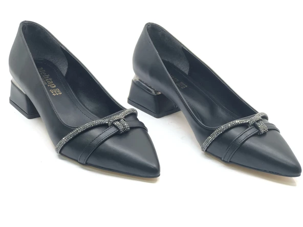 Mehtap Taş Detaylı Kısa Topuklu Kadın Babet Ayakkabı - Resim 4