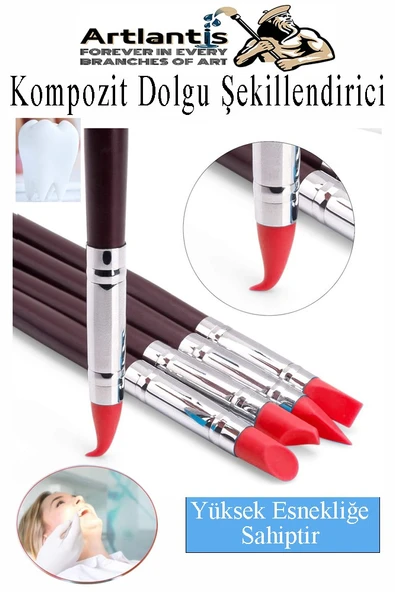 Kompozit Dolgu Şekillendirici Silikon Uçlu Fırça 10 lu 1 Paket Diş Reçine Fırça Kalemi Diş Şekillendirme Kaucuk Diş - 5