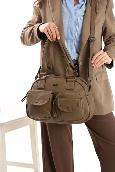 571 collections Suni Deri Omuz Çantası Vizon (Model: 571-13-10N) ürün görseli 1