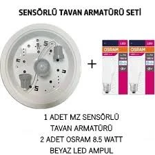 BAFRA SENSÖRLÜ TAVAN ARMATÜRÜ + 2 ADET OSRAM 8,5W LED AMPUL