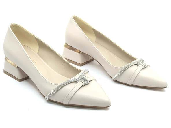 Mehtap Taş Detaylı Kısa Topuklu Kadın Babet Ayakkabı - Resim 11