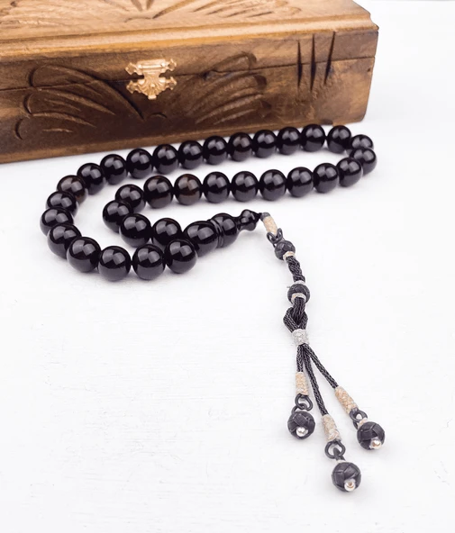 1000 Ayar Kaza Püsküllü Sıkma Kehribar Tesbih ürün görseli 1