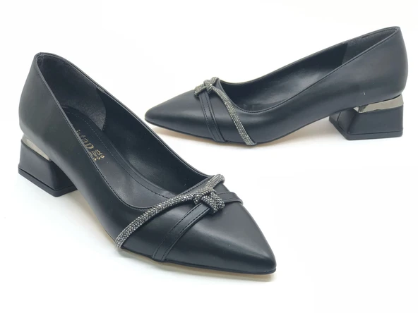 Mehtap Taş Detaylı Kısa Topuklu Kadın Babet Ayakkabı - Resim 5