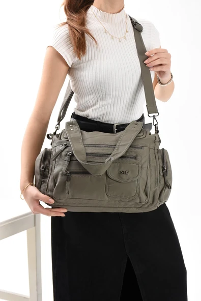 571 collections Suni Deri Omuz Çantası Gri (Model: 571-13-10R) - Resim 2