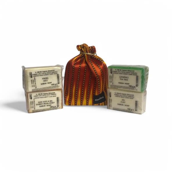 Osmanlı Sultanı 4'lü Lifli Sabun Seti - Pirinç, Eşek Sütü, Bal, Çayağacı, Kil - Padişah Kesesiyle - 2