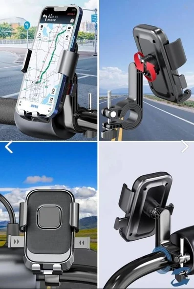 Motor,Motosiklet,Bisiklet ,Scooter İçin 360 Derece Dönebilen Gidon Versiyonu Telefon Tutucu - 2