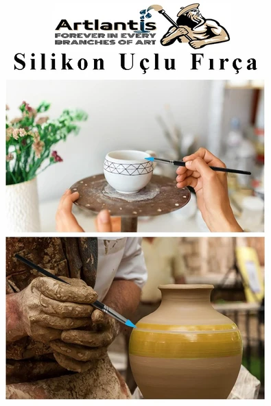 Bordo Silikon Uçlu Fırça Modelaj 5 li 1 Paket Kauçuk Polimer Kil Çömlek Seramik Şekillendirici Kalem Rötuş Kalem Set - 7