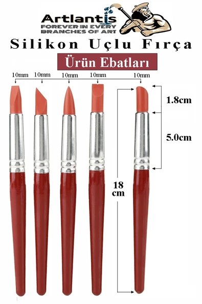Bordo Silikon Uçlu Fırça Modelaj 5 li 1 Paket Kauçuk Polimer Kil Çömlek Seramik Şekillendirici Kalem Rötuş Kalem Set - 2