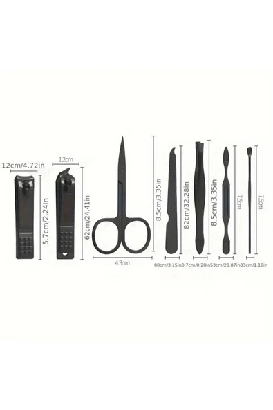 Farissu Mat Siyah 7 Parça Özel Tırnak Bakım Seti - 5