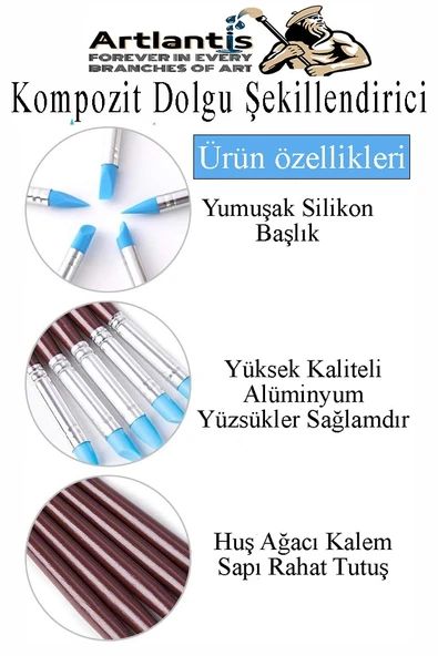 Kompozit Dolgu Şekillendirici Silikon Uçlu Fırça 10 lu 1 Paket Diş Reçine Fırça Kalemi Diş Şekillendirme Kaucuk Diş - 3