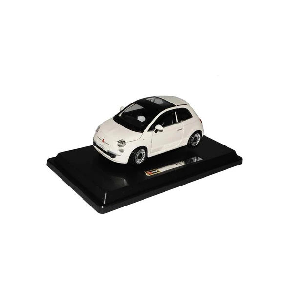 Burago 2007 Fiat 500 1:24 Beyaz Model Araba - Resim 3
