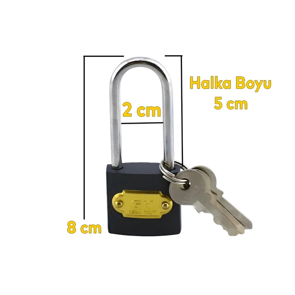 Gri Döküm 3 Anahtarlı Asma Kilit 40 mm Uzun - 2