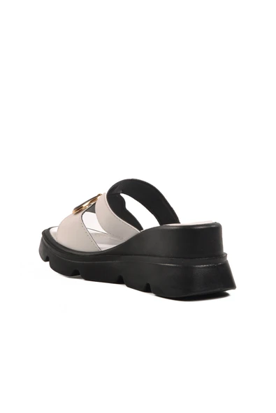 Pierre Cardin Beyaz Yüksek Taban Kadın Dolgu Topuk Terlik - 4