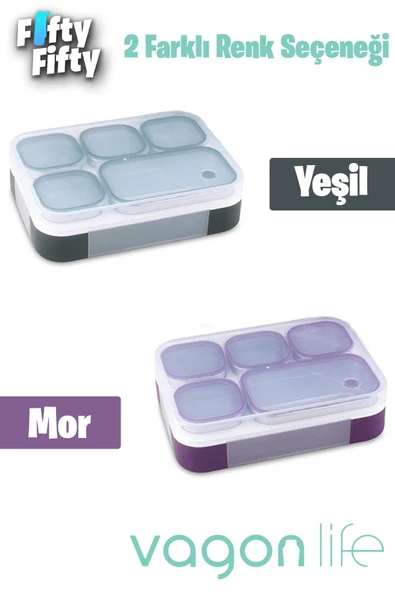 Vagonlife Lunch Box 1000 ML (Sızdırmaz,Karışmaz 5 Hazneli) Yeni Nesil Sefer Tası -FFLBOX40097 - 9