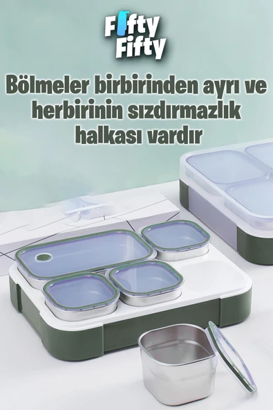 Vagonlife Lunch Box 1000 ML (Sızdırmaz,Karışmaz 5 Hazneli) Yeni Nesil Sefer Tası -FFLBOX40097 - 4