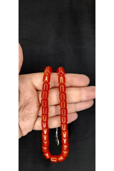 SIKMA ÇUBUK KEHRİBAR TESBİH TURUNCU RENK KAPSÜL KESİM T-397