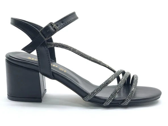 Mehtap Çapraz Üç Şerit Taşlı 5 cm Kadın Abiye Topuklu Ayakkabı - Resim 8