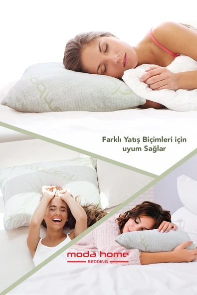 Moda Home Bedding 2 Adet Bamboo Serisi Kılıflı Fermuarlı Yıkanabilir Antialerjik Yastık 50x70cm 1000 gr - 4
