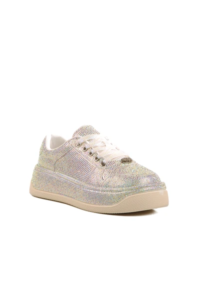 Guja Beyaz Taş İşlemeli Kadın Sneaker - Resim 3