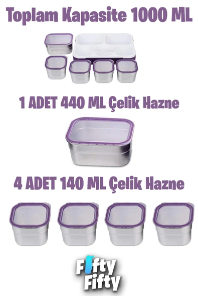 Vagonlife Lunch Box 1000 ML (Sızdırmaz,Karışmaz 5 Hazneli) Yeni Nesil Sefer Tası -FFLBOX40097 - 7