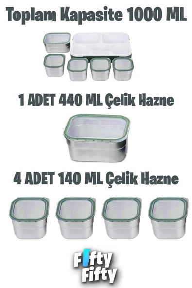 Vagonlife Lunch Box 1000 ML (Sızdırmaz,Karışmaz 5 Hazneli) Yeni Nesil Sefer Tası -FFLBOX40097 - 3