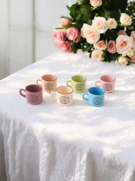 Girist Home 6 Kişilik Seramik Renkli Çay Fincan Takımı - 2