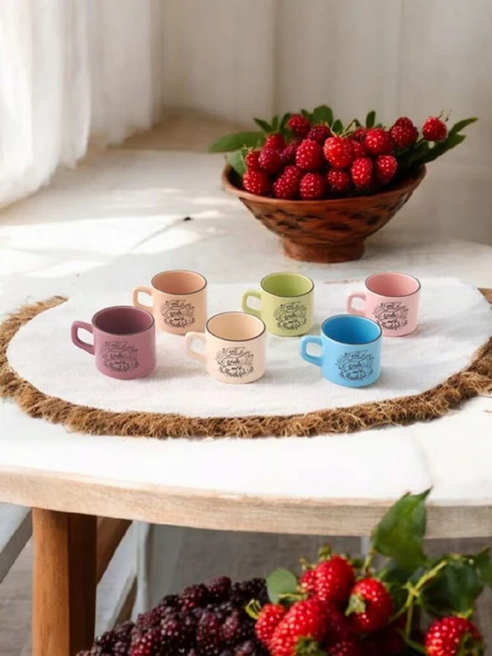 Girist Home 6 Kişilik Seramik Renkli Çay Fincan Takımı - 4