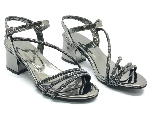 Mehtap Çapraz Üç Şerit Taşlı 5 cm Kadın Abiye Topuklu Ayakkabı - Resim 14