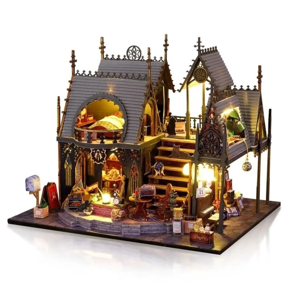 GuDoQi 1:24 Ölçekli Mobilyalı DIY Minyatür Ev Kiti Magic Time