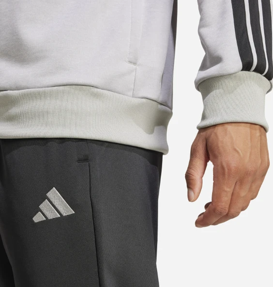 adidas Sportswear Basic 3-Stripes French Terry Erkek Eşofman Takımı JI8876 - 5