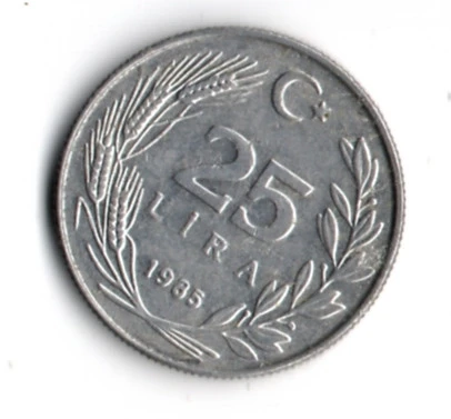 T.C. 25 Lira 1985 (mp1947) - Resim 2
