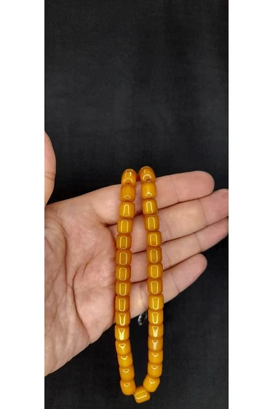 SIKMA ÇUBUK KEHRİBAR TESBİH KOYU SARI RENK KAPSÜL KESİM T-398