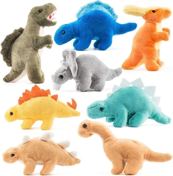 PREXTEX Peluş Dinozor Doldurulmuş Hayvan 8 Pack - 5 Inch Dinos