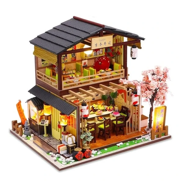 GuDoQi 1:24 Ölçekli DIY Minyatür Dollhouse Seti Japon Mağaza