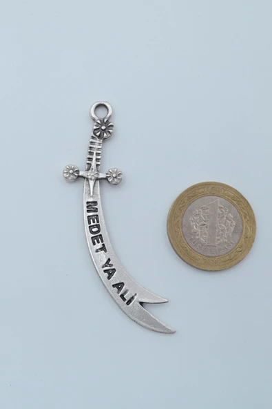 Zülfikar Kılıcı Gümüş Kaplama Örme Zincir Kolye - Resim 4