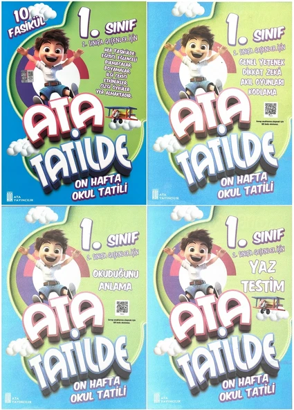 1.Sınıftan 2.Sınıfa Geçenler İçin Ata Tatilde Seti 2024 (4 Kitap) - 2